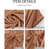 imageBTFBM 2025 Women Button Down Ruched Shirt Dresses Short Sleeve Lapel V Neck Elegant Party Spring Summer Maxi Satin DressShort Sleeve Light Red Khaki
