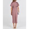 imageBTFBM 2025 Women Button Down Ruched Shirt Dresses Short Sleeve Lapel V Neck Elegant Party Spring Summer Maxi Satin DressShort Sleeve Pink