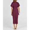 imageBTFBM 2025 Women Button Down Ruched Shirt Dresses Short Sleeve Lapel V Neck Elegant Party Spring Summer Maxi Satin DressShort Sleeve Purple Red