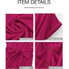imageBTFBM 2025 Women Button Down Ruched Shirt Dresses Short Sleeve Lapel V Neck Elegant Party Spring Summer Maxi Satin DressShort Sleeve Rose Red