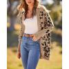 imageBTFBM Women Fashion Leopard Print Long Sleeve Sweater Cardigan Loose Knit Open Front Fall Winter Outwear CoatsLeopard Khaki