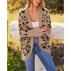 imageBTFBM Women Fashion Leopard Print Long Sleeve Sweater Cardigan Loose Knit Open Front Fall Winter Outwear CoatsLeopard Khaki
