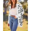 imageBTFBM Women Fashion Leopard Print Long Sleeve Sweater Cardigan Loose Knit Open Front Fall Winter Outwear CoatsLeopard White