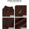 imageBTFBM Womens Casual Long Sleeve Half Zip Pullover Sweaters Solid V Neck Collar Ribbed Knitted Loose Slouchy Jumper TopsSolid Brown
