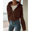 imageBTFBM Womens Casual Long Sleeve Half Zip Pullover Sweaters Solid V Neck Collar Ribbed Knitted Loose Slouchy Jumper TopsSolid Brown