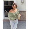 imageBTFBM Womens Casual Long Sleeve Half Zip Pullover Sweaters Solid V Neck Collar Ribbed Knitted Loose Slouchy Jumper TopsSolid Light Green