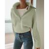 imageBTFBM Womens Casual Long Sleeve Half Zip Pullover Sweaters Solid V Neck Collar Ribbed Knitted Loose Slouchy Jumper TopsSolid Light Green