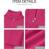 imageBTFBM Womens Casual Long Sleeve Half Zip Pullover Sweaters Solid V Neck Collar Ribbed Knitted Loose Slouchy Jumper TopsSolid Rose Red