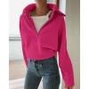 imageBTFBM Womens Casual Long Sleeve Half Zip Pullover Sweaters Solid V Neck Collar Ribbed Knitted Loose Slouchy Jumper TopsSolid Rose Red