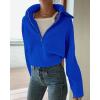 imageBTFBM Womens Casual Long Sleeve Half Zip Pullover Sweaters Solid V Neck Collar Ribbed Knitted Loose Slouchy Jumper TopsSolid Royal Blue