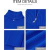 imageBTFBM Womens Casual Long Sleeve Half Zip Pullover Sweaters Solid V Neck Collar Ribbed Knitted Loose Slouchy Jumper TopsSolid Royal Blue