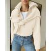 imageBTFBM Womens Casual Long Sleeve Half Zip Pullover Sweaters Solid V Neck Collar Ribbed Knitted Loose Slouchy Jumper TopsSolid White