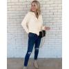 imageBTFBM Womens Casual Long Sleeve Half Zip Pullover Sweaters Solid V Neck Collar Ribbed Knitted Loose Slouchy Jumper TopsSolid White