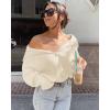 imageBTFBM Womens Casual Long Sleeve Half Zip Pullover Sweaters Solid V Neck Collar Ribbed Knitted Loose Slouchy Jumper TopsSolid White