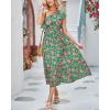 imageBTFBM Womens One Shoulder Maxi Dress Sleeveless Casual Summer Layered Ruffle Boho Floral Print Party Beach ALine DressesFloral Pink Green