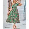 imageBTFBM Womens One Shoulder Maxi Dress Sleeveless Casual Summer Layered Ruffle Boho Floral Print Party Beach ALine DressesFloral Pink Green