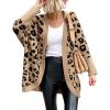 imageBTFBM Women Fashion Leopard Print Long Sleeve Sweater Cardigan Loose Knit Open Front Fall Winter Outwear CoatsLeopard Khaki