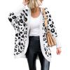 imageBTFBM Women Fashion Leopard Print Long Sleeve Sweater Cardigan Loose Knit Open Front Fall Winter Outwear CoatsLeopard White