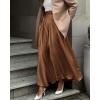 imageBTFBM Womens High Waist Satin Skirts Summer Spring Outfits 2025 Elegant Flowy ALine Party Cocktail Long Maxi SkirtCoffee