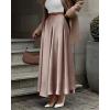 imageBTFBM Womens High Waist Satin Skirts Summer Spring Outfits 2025 Elegant Flowy ALine Party Cocktail Long Maxi SkirtLight Khaki
