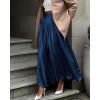 imageBTFBM Womens High Waist Satin Skirts Summer Spring Outfits 2025 Elegant Flowy ALine Party Cocktail Long Maxi SkirtNavy