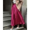 imageBTFBM Womens High Waist Satin Skirts Summer Spring Outfits 2025 Elegant Flowy ALine Party Cocktail Long Maxi SkirtRose Red