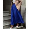 imageBTFBM Womens High Waist Satin Skirts Summer Spring Outfits 2025 Elegant Flowy ALine Party Cocktail Long Maxi SkirtRoyal Blue
