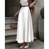 imageBTFBM Womens High Waist Satin Skirts Summer Spring Outfits 2025 Elegant Flowy ALine Party Cocktail Long Maxi SkirtWhite