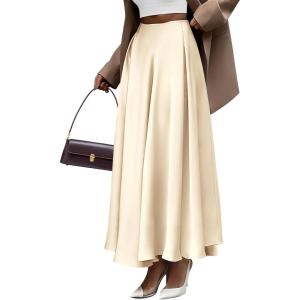 imageBTFBM Womens High Waist Satin Skirts Summer Spring Outfits 2025 Elegant Flowy ALine Party Cocktail Long Maxi SkirtBeige