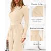 imageBTFBM Jumpsuits For Women Dressy Casual Fall Clothes 2025 Long Sleeve Knit Ruched Business Lounge Pants Rompers PocketsBeige