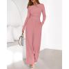 imageBTFBM Jumpsuits For Women Dressy Casual Fall Clothes 2025 Long Sleeve Knit Ruched Business Lounge Pants Rompers PocketsGrey Pink