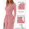 imageBTFBM Jumpsuits For Women Dressy Casual Fall Clothes 2025 Long Sleeve Knit Ruched Business Lounge Pants Rompers PocketsGrey Pink