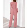imageBTFBM Jumpsuits For Women Dressy Casual Fall Clothes 2025 Long Sleeve Knit Ruched Business Lounge Pants Rompers PocketsGrey Pink