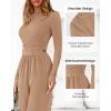 imageBTFBM Jumpsuits For Women Dressy Casual Fall Clothes 2025 Long Sleeve Knit Ruched Business Lounge Pants Rompers PocketsKhaki
