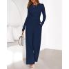imageBTFBM Jumpsuits For Women Dressy Casual Fall Clothes 2025 Long Sleeve Knit Ruched Business Lounge Pants Rompers PocketsNavy