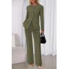 imageBTFBM Two Piece Set for Women Fall Fashion 2025 Business Casual Long Sleeve Blazer Jackets Wide Leg Pant Suits PocketsArmy Green