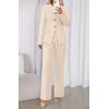imageBTFBM Two Piece Set for Women Fall Fashion 2025 Business Casual Long Sleeve Blazer Jackets Wide Leg Pant Suits PocketsBeige