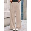 imageBTFBM Wide Leg Pants for Women Dressy Work Business Casual Elastic High Waisted Trousers Ribbed Lounge Palazzo PantsApricot