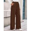 imageBTFBM Wide Leg Pants for Women Dressy Work Business Casual Elastic High Waisted Trousers Ribbed Lounge Palazzo PantsBrown