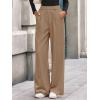 imageBTFBM Wide Leg Pants for Women Dressy Work Business Casual Elastic High Waisted Trousers Ribbed Lounge Palazzo PantsKhaki