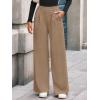 imageBTFBM Wide Leg Pants for Women Dressy Work Business Casual Elastic High Waisted Trousers Ribbed Lounge Palazzo PantsKhaki