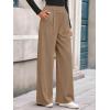 imageBTFBM Wide Leg Pants for Women Dressy Work Business Casual Elastic High Waisted Trousers Ribbed Lounge Palazzo PantsKhaki
