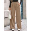 imageBTFBM Wide Leg Pants for Women Dressy Work Business Casual Elastic High Waisted Trousers Ribbed Lounge Palazzo PantsKhaki