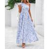 imageBTFBM Women Summer One Shoulder Floral Wedding Guest Dresses Sleeveless Smocked Ruffle Flowy Beach Vacation Maxi DressFloral Blue
