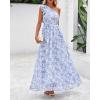 imageBTFBM Women Summer One Shoulder Floral Wedding Guest Dresses Sleeveless Smocked Ruffle Flowy Beach Vacation Maxi DressFloral Blue