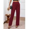imageBTFBM Womens Casual Elastic High Waisted Wide Leg Trousers 2025 Fall Outfits Pocket Stretchy Comfy Lounge Palazzo PantsBurgundy