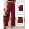 imageBTFBM Womens Casual Elastic High Waisted Wide Leg Trousers 2025 Fall Outfits Pocket Stretchy Comfy Lounge Palazzo PantsBurgundy