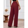 imageBTFBM Womens Casual Elastic High Waisted Wide Leg Trousers 2025 Fall Outfits Pocket Stretchy Comfy Lounge Palazzo PantsBurgundy