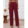 imageBTFBM Womens Casual Elastic High Waisted Wide Leg Trousers 2025 Fall Outfits Pocket Stretchy Comfy Lounge Palazzo PantsBurgundy