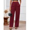 imageBTFBM Womens Casual Elastic High Waisted Wide Leg Trousers 2025 Fall Outfits Pocket Stretchy Comfy Lounge Palazzo PantsBurgundy